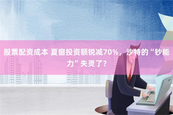 股票配资成本 夏窗投资额锐减70%，沙特的“钞能力”失灵了？