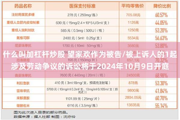 什么叫加杠杆炒股 望家欢作为被告/被上诉人的1起涉及劳动争议的诉讼将于2024年10月9日开庭