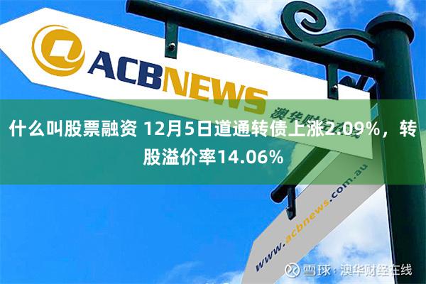 什么叫股票融资 12月5日道通转债上涨2.09%，转股溢价率14.06%